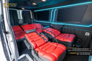 Scaune piele rosie Mercedes Sprinter by Luxury Minibus (16)